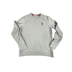 Fila Long Sleeve Crewneck Sweatshirt Gray Mens Medium log Comfort Pullover